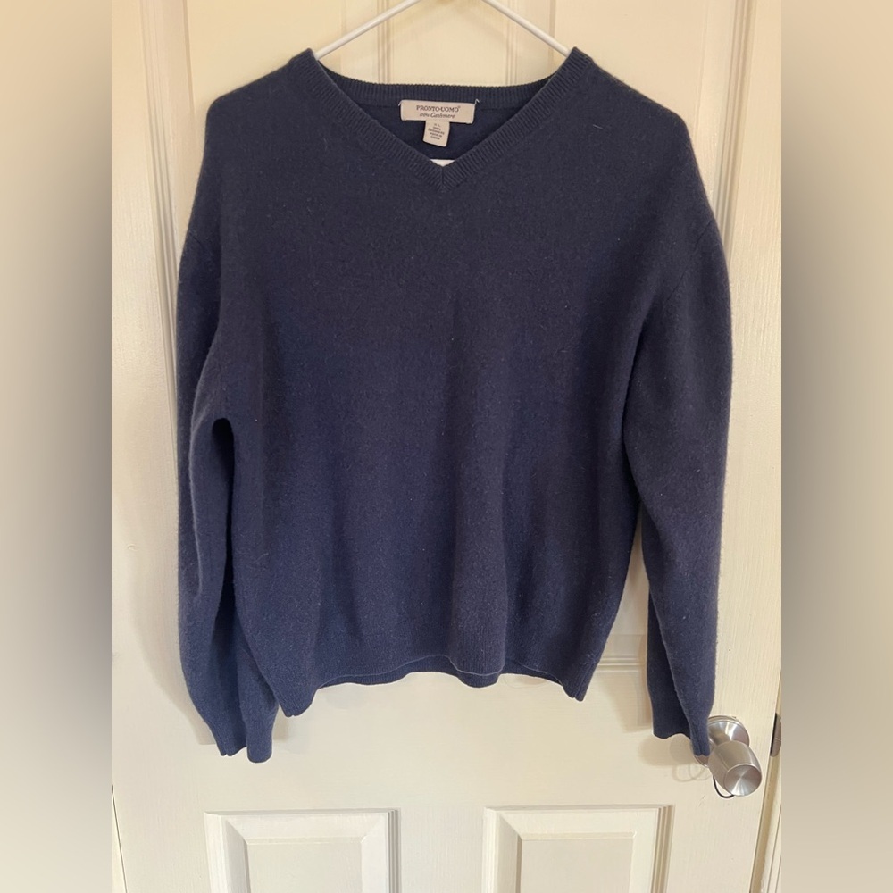 Pronto Uomo Deep Blue-Grey V-Neck Sweater